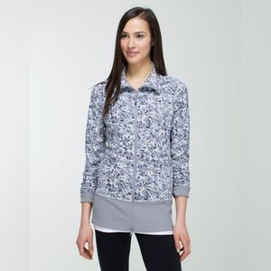 Lululemon Nice Asana Jacket Not So Petite Fleur Silver Spoon/Ambient Grey 8